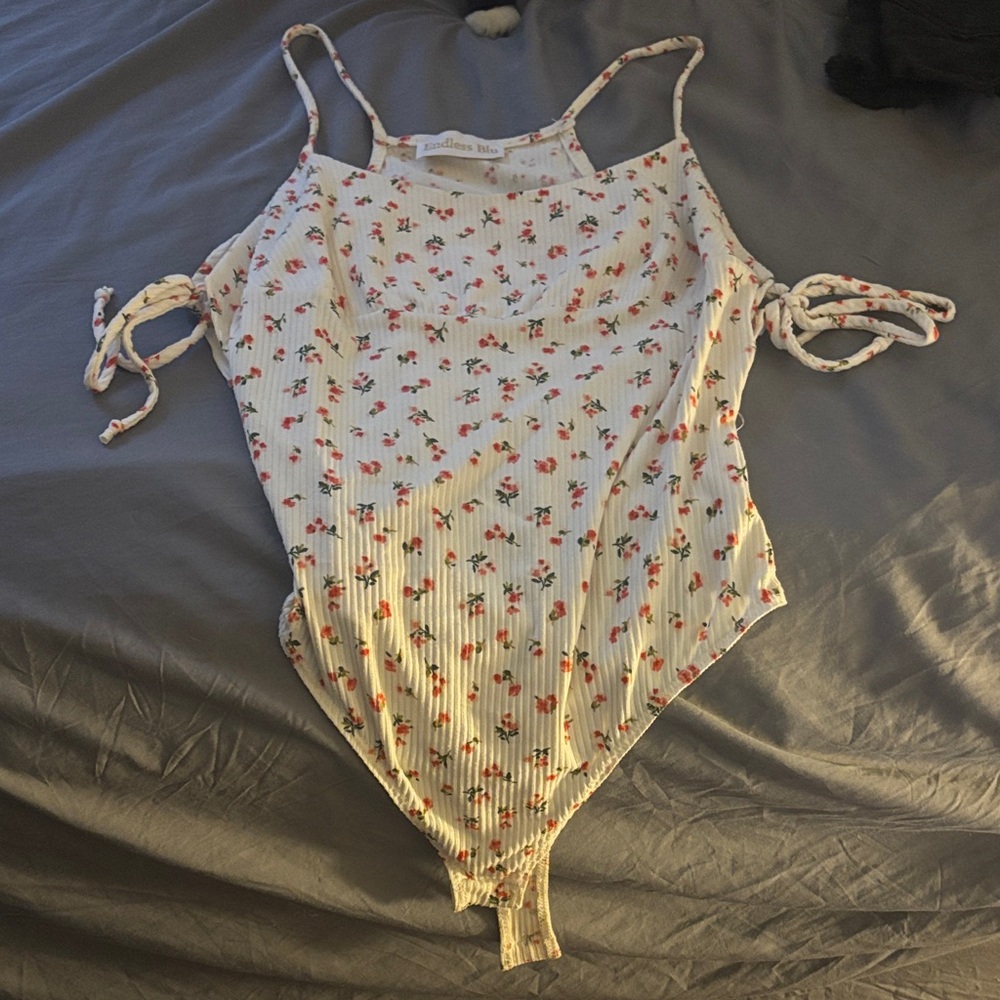 Floral Print Bodysuit - Cream